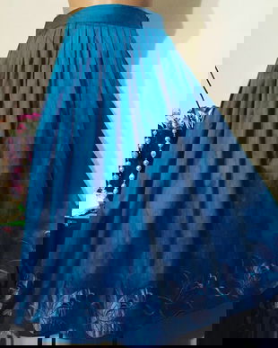 Fusta shantung natural cu broderie