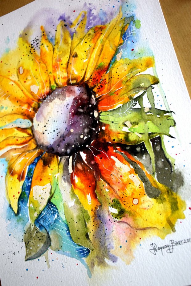 REDUCERE - Sunflower - Pictura Originala in Acuarela - Nature & Colors Collection