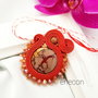 Martisor-brosa soutache caramiziu cu jasp