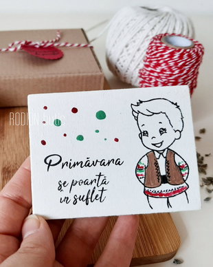 Martisor magnet pictat manual cu mesaj port traditional