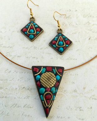 Set Nepalez turcoaz & coral