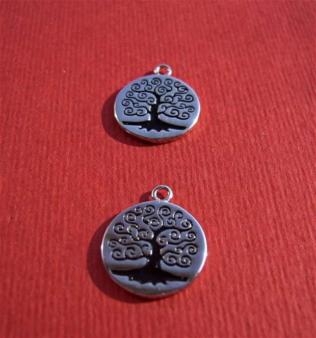 Pomul vietii - pandantiv din argint .925 cu email negru aprox 12.5 mm (15 mm cu anoul)