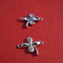 Trifoi cu 4 foi - link din argint .925 rodiat cu zirconii aprox 2x13x15 mm (cu anourile)
