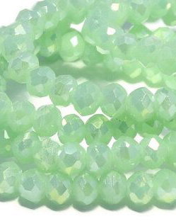 Cristale din sticla, rondelle, opace, 4x3 mm, electroplacate, vernil