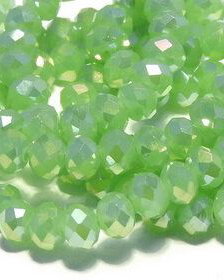Cristale din sticla, rondelle, opace, 4x3 mm, electroplacate, vernil