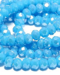 Cristale din sticla, rondelle, opace, 4x3 mm, electroplacate, albastre