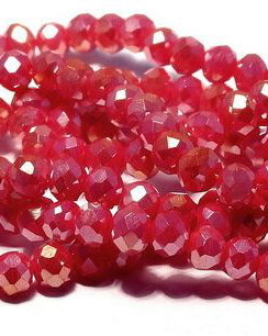 Cristale din sticla, rondelle, opace, 4x3 mm, AB, rosii