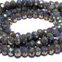 Cristale din sticla, rondelle, opace, 4x3 mm, AB, gri inchis