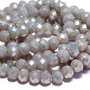 Cristale din sticla, rondelle, opace, 4x3 mm, AB, gri