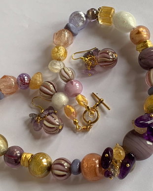 GOLDEN LAVENDER-murano,ametist,citrin,zamac aurit