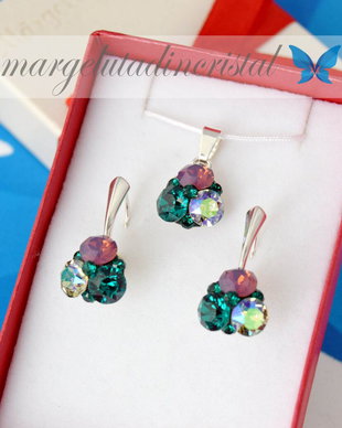 Set Swarovski / Trio Chaton / Argint 925