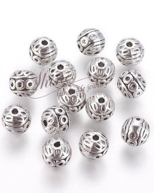 Distantier rotund, 8mm, argintiu antic