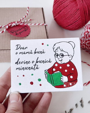 Martisor bunica magnet pictat manual personalizat cu mesaj