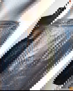 FUSTA MIDI PIELE NATURALA 80s