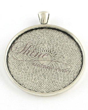 Baza cabochon argintiu antichizat, 40mm