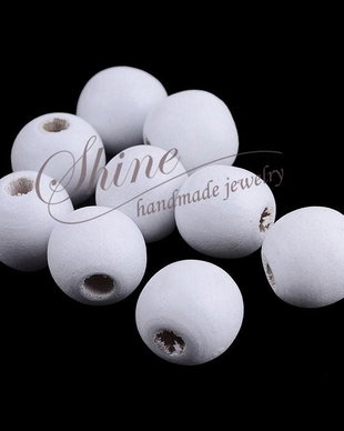 Margele albe de lemn, 10x9mm