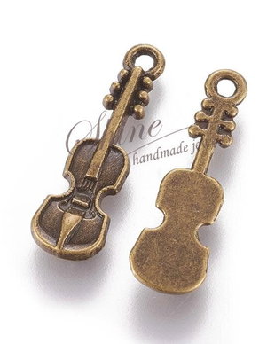 Charm vioara bronz, 25x7.5x2mm