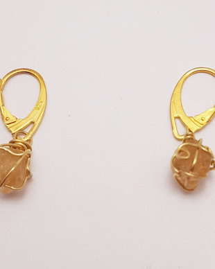 cercei unicat din argint aurit, cu cristale de topaz imperial