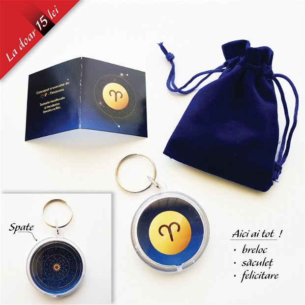 BERBEC - Set cadou (breloc + saculeț + felicitare) - Colecția Zodiac