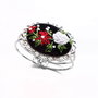 Bratara fixa Bangle cu broderie manuala pe catifea neagra
