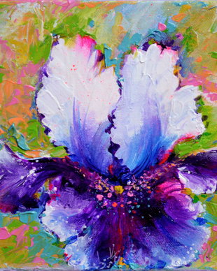 REZERVAT - Tablou Floare de Iris, Cadou, Unicat