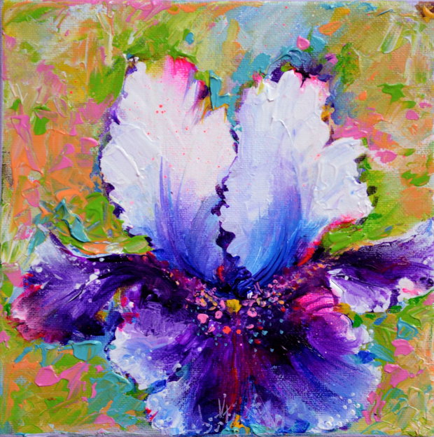 REZERVAT - Tablou Floare de Iris, Cadou, Unicat