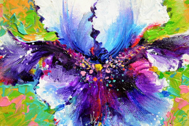 REZERVAT - Tablou Floare de Iris, Cadou, Unicat