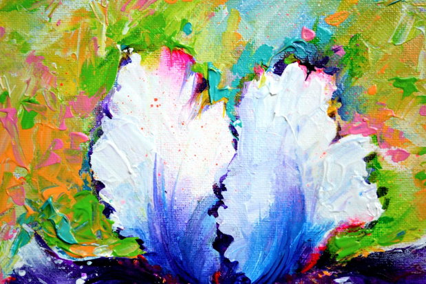 REZERVAT - Tablou Floare de Iris, Cadou, Unicat