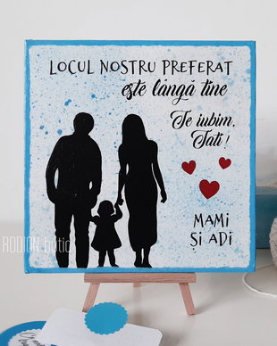 Placuta familie pictata manual personalizata cu nume si mesaj