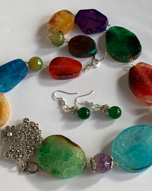 BE HAPPY-agate mari felii,agate,zamac argintat