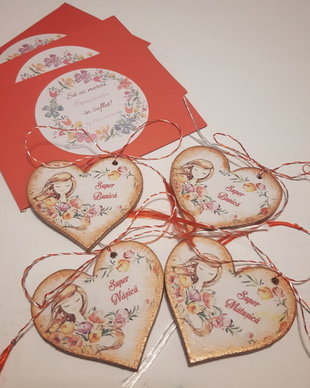 Martisoare magnetice din lemn, personalizabile, 5 cm, mesaje