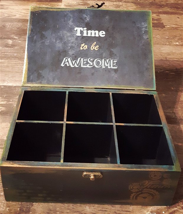 Cutie din lemn pentru ceasuri, 6 compartimente, personalizata cu mesaj pentru unchi