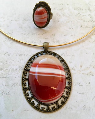 Set vintage agate dantela