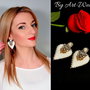 Rezervat -Cercei  Regal White din COLECTIA MEA DE CATIFEA