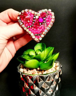 VANDUT Brosa - Pink Heart  din COLECTIA MEA DE CATIFEA