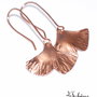 Cercei din cupru frunze ginkgo biloba, cercei lungi, cercei statement, cercei handmade