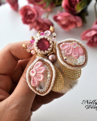 Brosa gândacel 3D broderie din cristale, perle, blanita