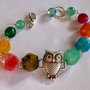 HAPPY OWL-agate fatetate,zamac argintat