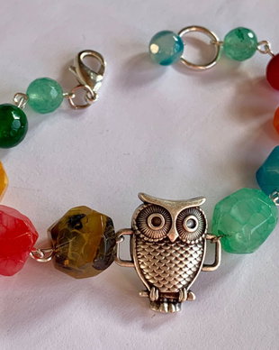 HAPPY OWL-agate fatetate,zamac argintat