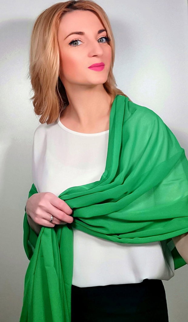 VANDUT Esarfa VERDE CRUD din Colectia SARABANDA CULORILOR RAFINATE