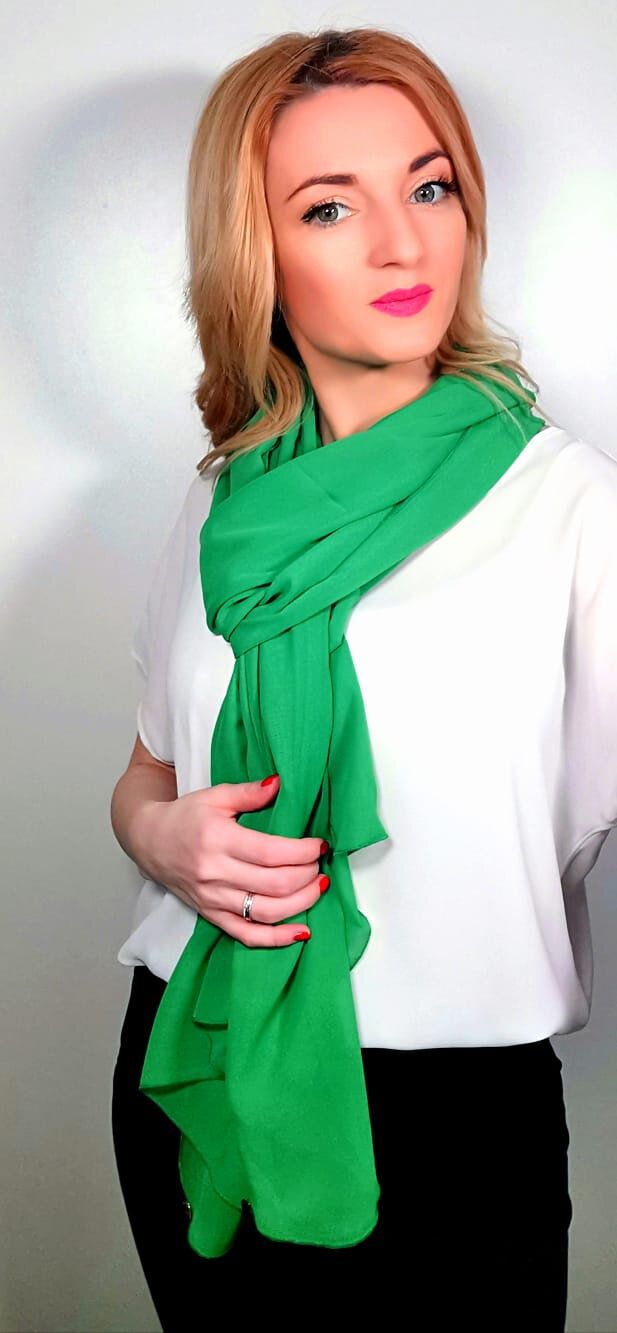 VANDUT Esarfa VERDE CRUD din Colectia SARABANDA CULORILOR RAFINATE