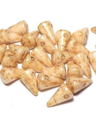 Margele Spikes, 5x8 mm, Chalk White Orange Luster - 03000-65415