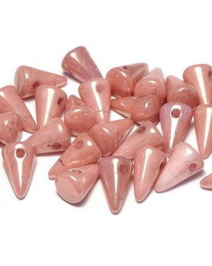 Margele Spikes, 5x8 mm, Chalk White Red Luster - 03000-14495