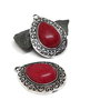 Pandantiv lacrima cu cabochon turcoaz sinteza 31x23x7mm SALAK 661