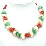 Colier lampwork,coral si aventurin