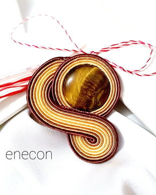 Brosa-martisor soutache cu ochi de tigru