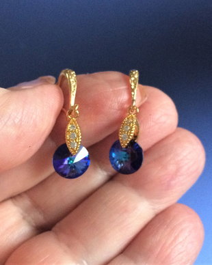 Cercei cu rivoli Swarovski heliotrope
