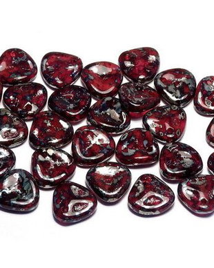 Petale din sticla, 8x7 mm, Opaque Red Picasso - 91240-43400