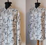BLUZA MATASE NATURALA GRAFIC ALB NEGRU