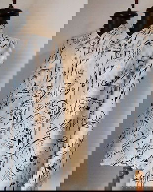 BLUZA MATASE NATURALA GRAFIC ALB NEGRU